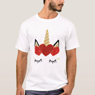 Camiseta Cara de Unicórnio Fofa Dia dos Namorados Coração p
