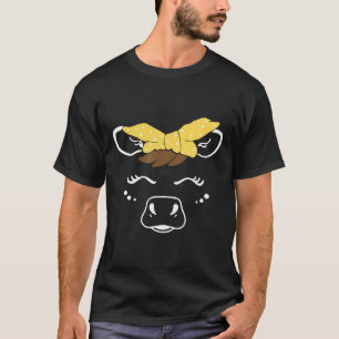 Camiseta Cara de Vaca Fofa Com Faixa Amarela na Cabeça Vaca