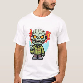 Camiseta cara de ZOMBIE dedo do meio fantasia de halloween 