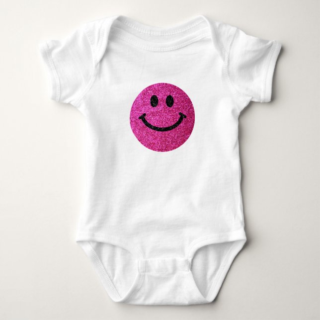 Camiseta Cara do brilho do falso do rosa quente (Frente)