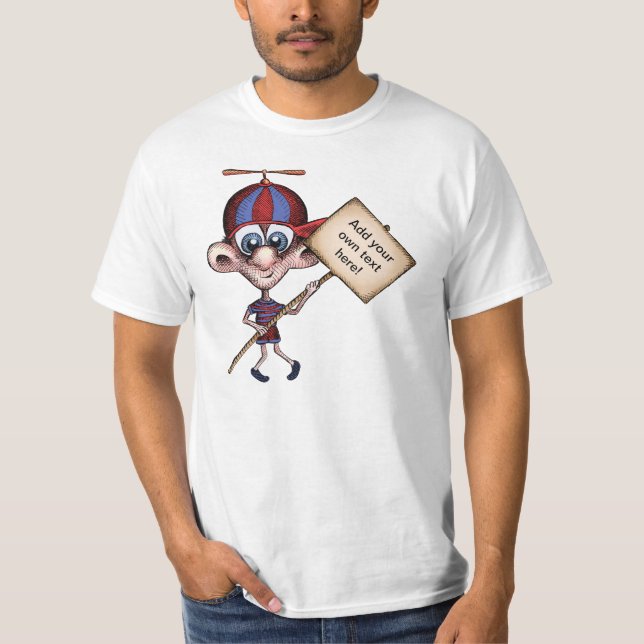 Camiseta Cara do chapéu da hélice com sinal (Frente)
