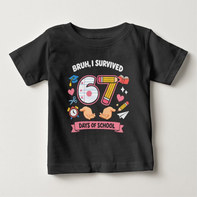 Camiseta Cara, eu sobrevivi 67 dias de aula (Frente)