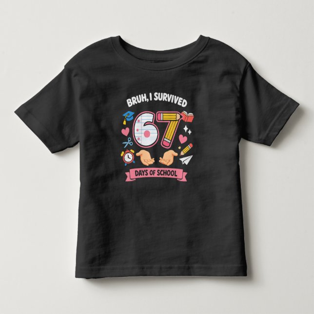 Camiseta Cara, eu sobrevivi 67 dias de aula (Frente)