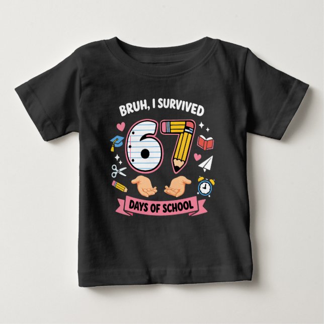 Camiseta Cara, eu sobrevivi 67 dias de aula (Frente)