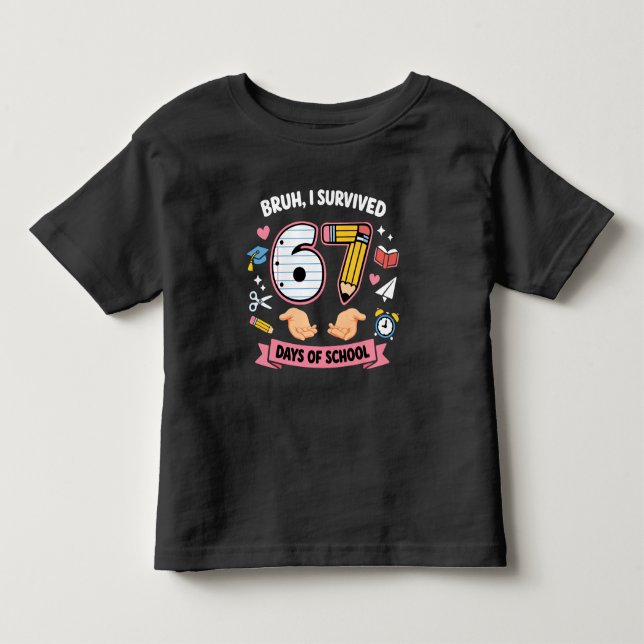 Camiseta Cara, eu sobrevivi 67 dias de aula (Frente)