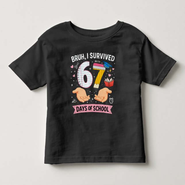 Camiseta Cara, eu sobrevivi 67 dias de aula (Frente)