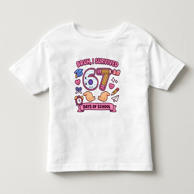 Camiseta Cara, eu sobrevivi 67 dias de aula (Frente)