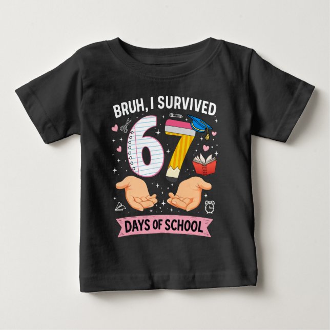 Camiseta Cara, eu sobrevivi 67 dias de aula (Frente)