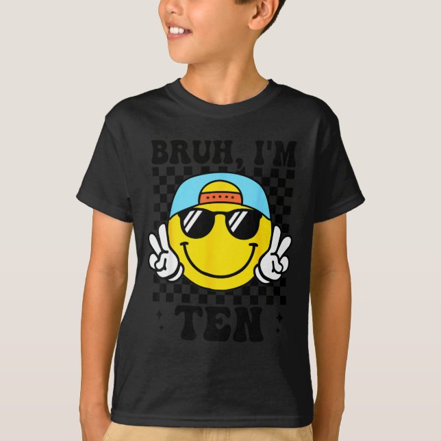 Camiseta Cara, eu tenho dez, décimo aniversário, maneiro, m (Frente)