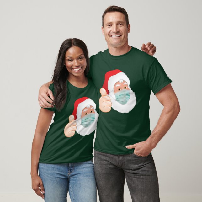 Camiseta Cara Máscara Papai Noel com polegares para cima, Z (Unissex)