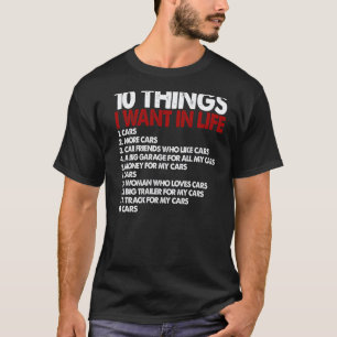 Camiseta Cara Mecânico de Carros  10 Coisas Que Eu Quero Na