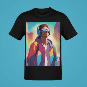 Camiseta Cara Música Retrato Legal Swag Jovem Estilo de Car
