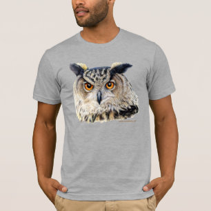Camiseta Cara no retrato pintado de uma coruja de águia