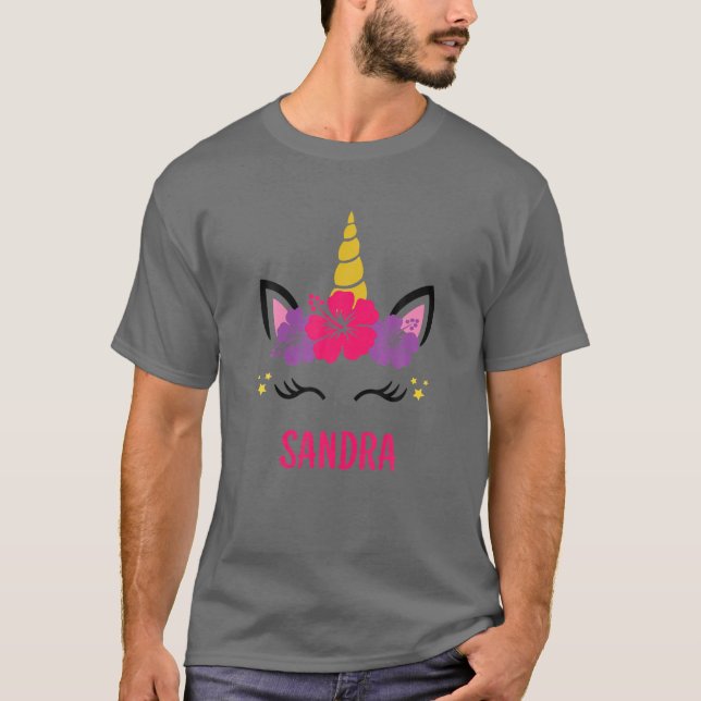 Camiseta Cara Personalizada de Unicórnio SANDRA (Frente)