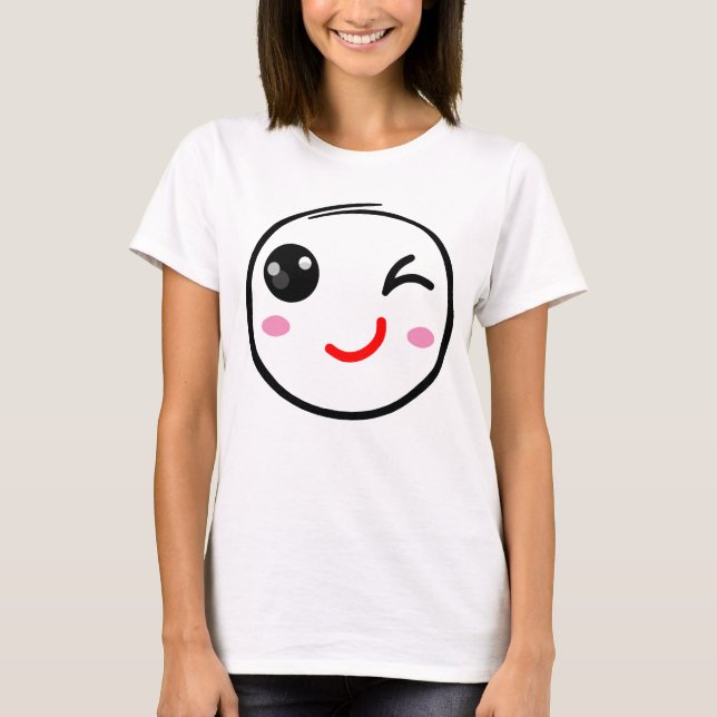 Camiseta Cara piscando, sorriso Piscar os olhos (Frente)