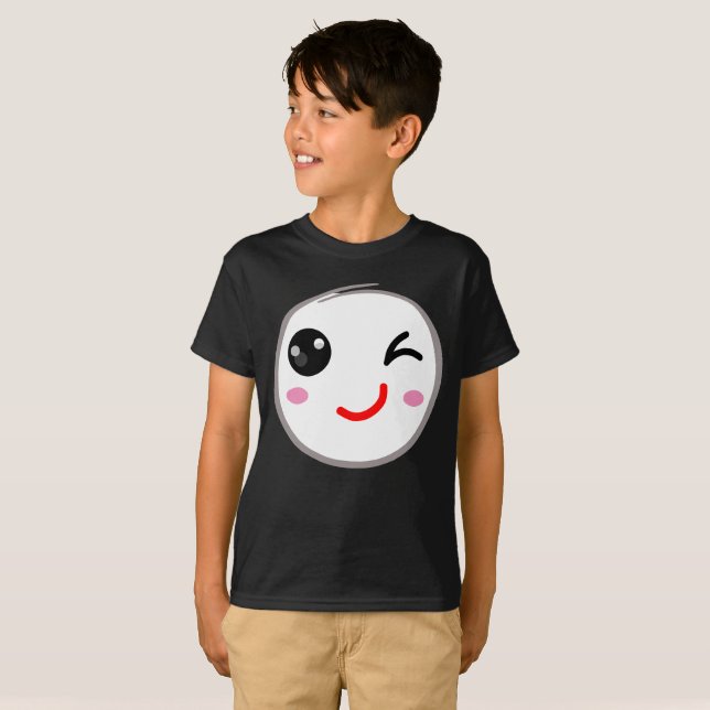 Camiseta Cara piscando, sorriso Piscar os olhos (Frente Completa)