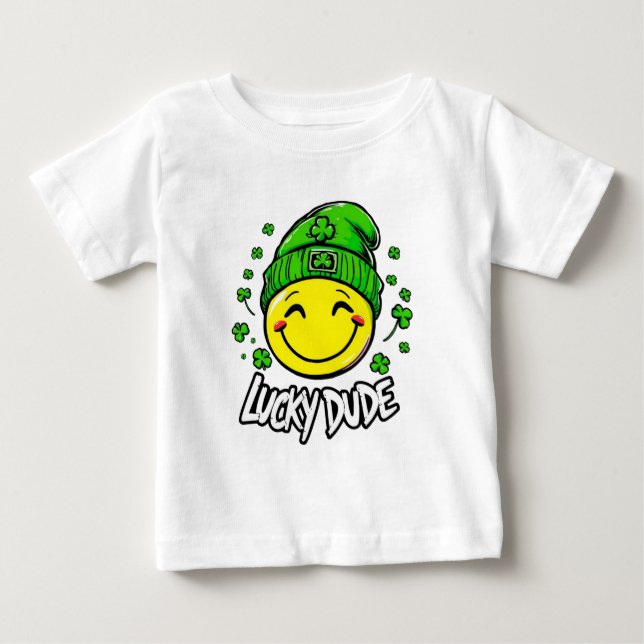 Camiseta Cara Sorriso Sortudo Dia de São Patrício (Frente)