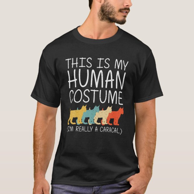 Camiseta Caracal Halloween Gatinho de fantasia humana Easy  (Frente)