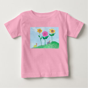 Camiseta Caracóis Caprichosos & Flores Coloridas
