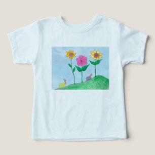 Camiseta Caracóis Caprichosos & Flores Coloridas