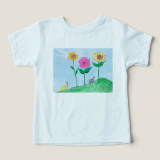 Camiseta Caracóis Caprichosos & Flores Coloridas