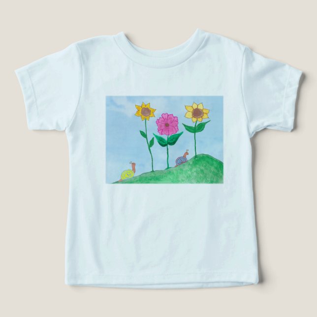 Camiseta Caracóis Caprichosos & Flores Coloridas (Design frontal)