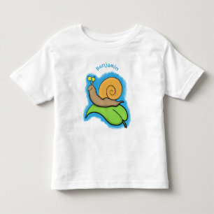 Camiseta Caracol bonito e feliz numa ilustração de desenh