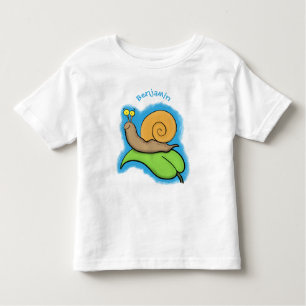 Camiseta Caracol bonito e feliz numa ilustração de desenho 