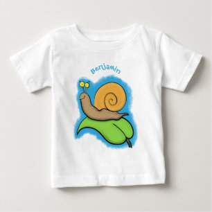 Camiseta Caracol bonito e feliz numa ilustração de desenho 