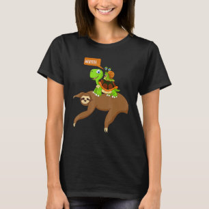 Camiseta Caracol cavalgando Lama e Tartaruga Engraçada Tee