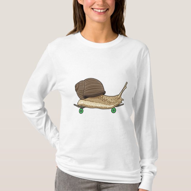 Camiseta Caracol como Patinador com skate (Frente)