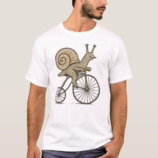 Camiseta Caracol Engraçado em uma Bicicleta