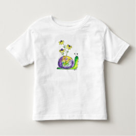 Camiseta Caracol Feliz Branca Com Flores Amarelas
