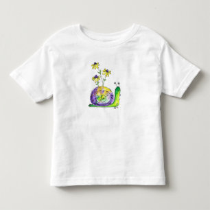 Camiseta Caracol Feliz Branca Com Flores Amarelas