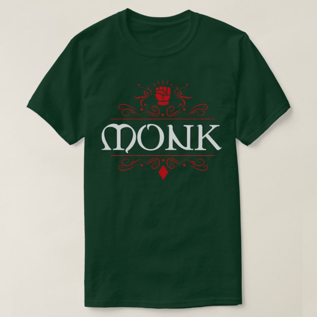 Camiseta Caracter de Tabletop RPG Uniform Noite Monk (Frente do Design)