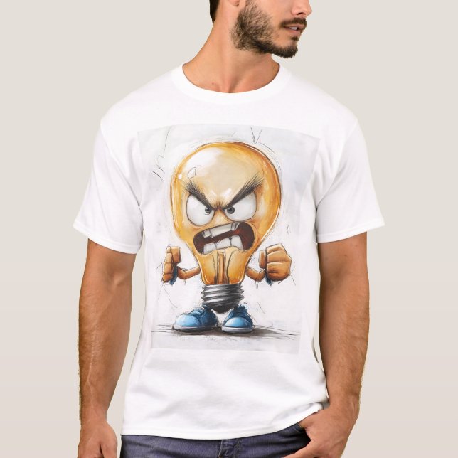 Camiseta Caractere 3D da lâmpada com raiva (Frente)