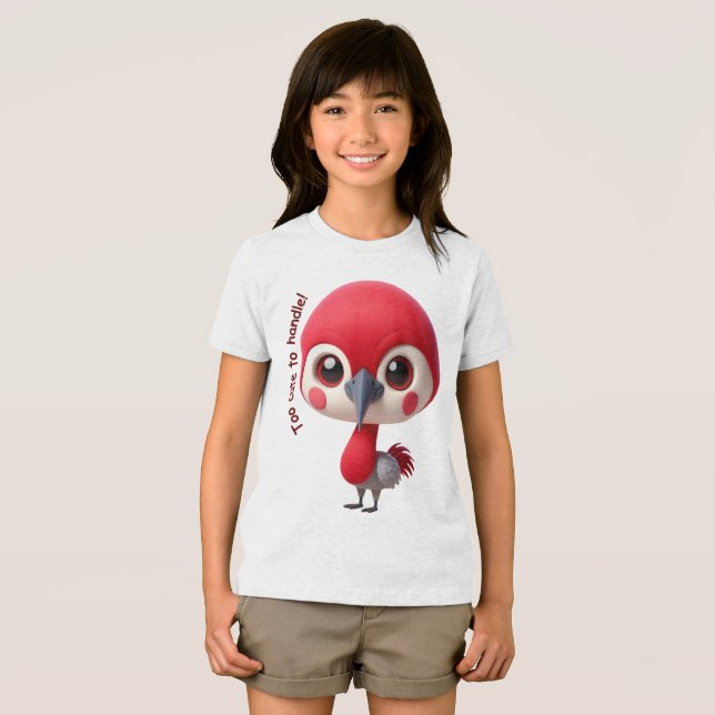 Camiseta Caractere Adorável de Pássaro Vermelho (Frente Completa)