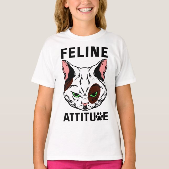 Camiseta Caractere de Pet de Mood Cat Felino (Frente)