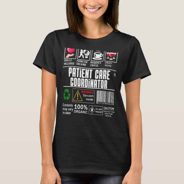 Camiseta Caracteres Complexos do Coordenador de Cuidados de (Frente)