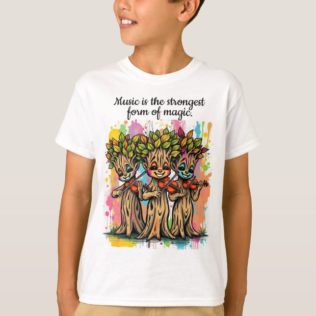 Camiseta Caracteres de Árvore Musical Cuta (Frente)