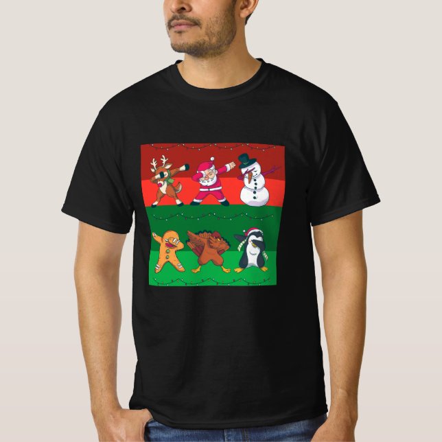 Camiseta Caracteres de Natal Dabbing (Frente)