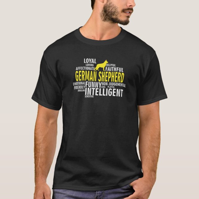 Camiseta Características do Cão Pastor Alemão (Frente)