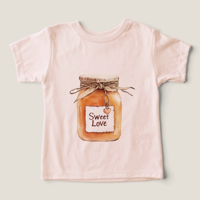 Camiseta Caramel Sweet Love Jar with Pink Heart (Design frontal)
