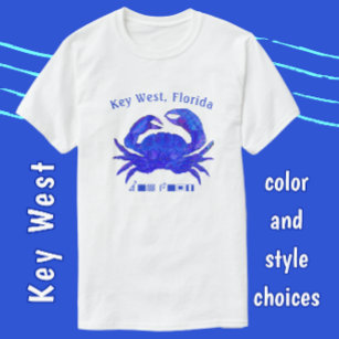 Camiseta Caranguejo Azul Colorido do Oceano Chave Oeste da 