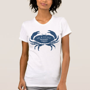Camiseta Caranguejo azul engraçado, moda do verão