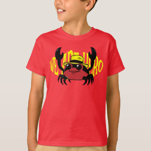 Camiseta caranguejo com chapéu e arte de texto