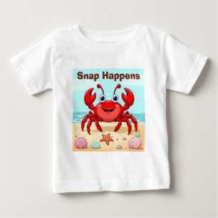 Camiseta Caranguejo de Desenho Animado Vermelho Alegre Conc