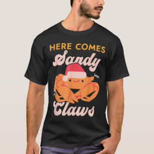 Camiseta Caranguejo de Natal Fofo com Chapéu do Papai Noel,