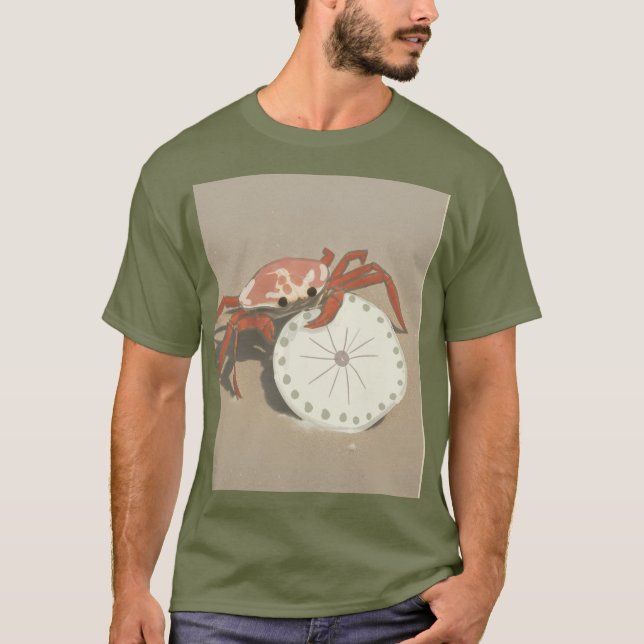 Camiseta caranguejo de praia e dólar de areia (Frente)