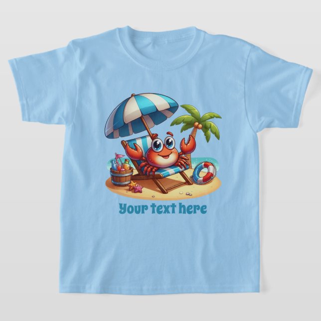 Camiseta Caranguejo de praia unisex, bonito, adiciona texto (Postura )